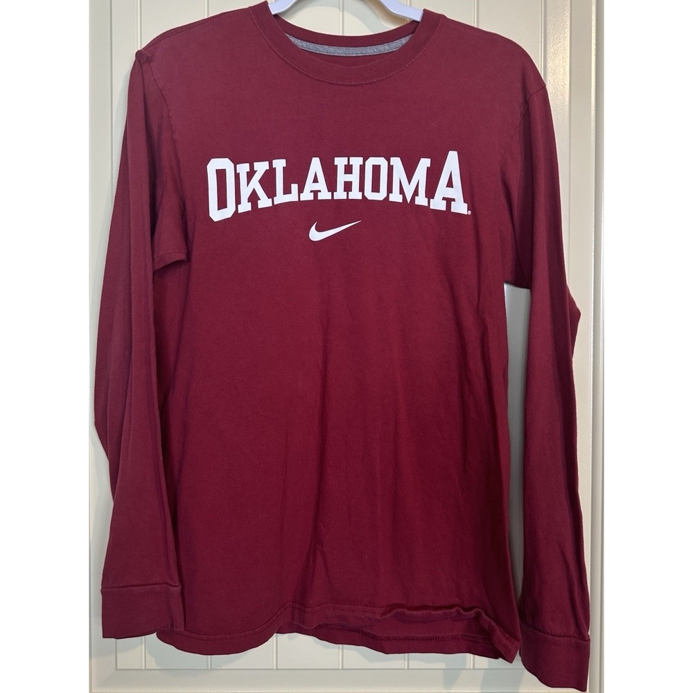 NIKE OU Oklahoma Sooners regular fit cotton‎ red long sleeve t-shirt sz S